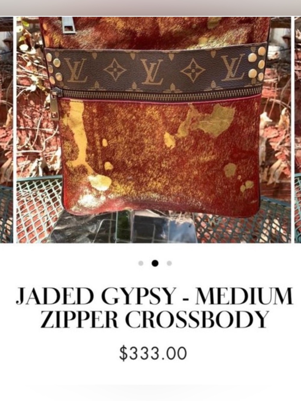 Keep It Gypsy Upcycled Boho LV Calf Hair Leather Crossbody Brown NWOT - Picture 4 of 9